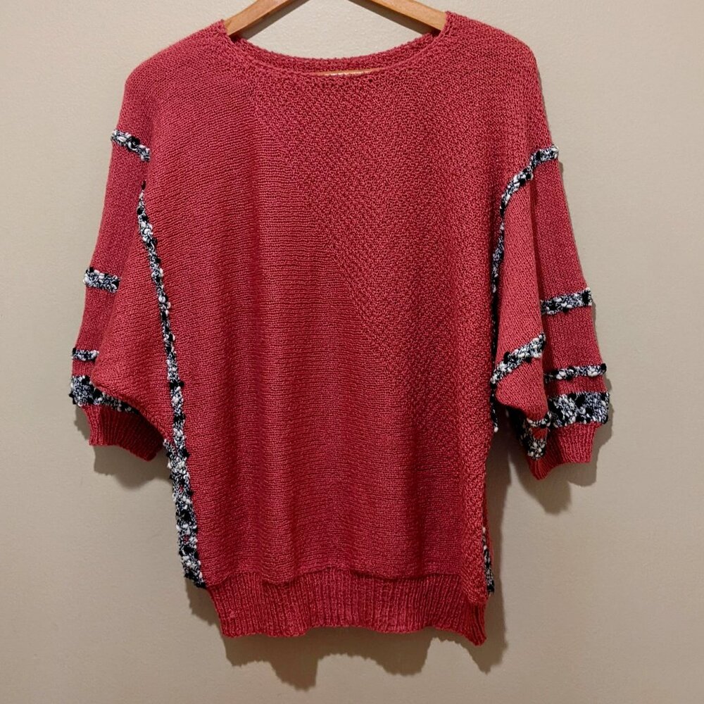 Vintage Funky Hot Pink Sweater – Batwing Sleeves – Retro Disco Style – One Size